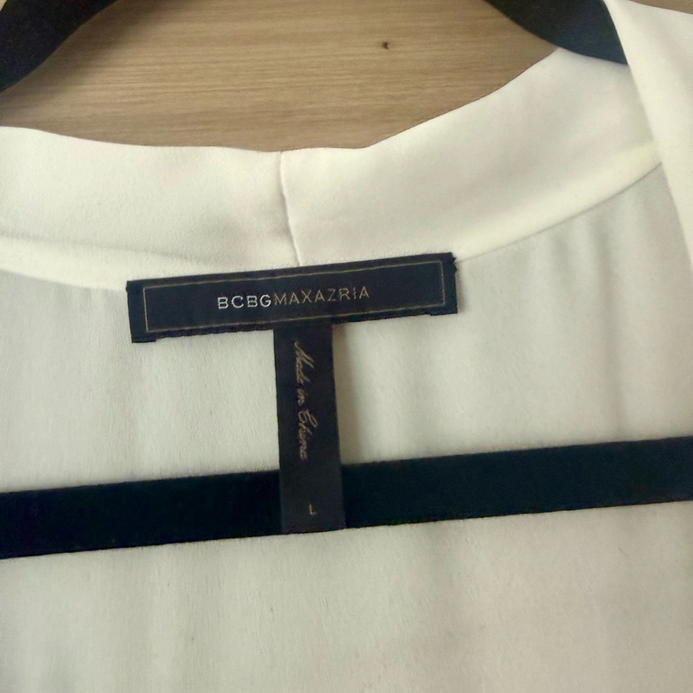 BCBGMaxAzria Ivory Drape Front Blouse - Picture 3 of 3